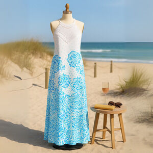 Lilly Pulitzer Women's Pearl Soft Blue Maxi Halter Dress – Size 8